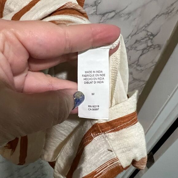 LUCKY BRAND DRESS GRECIAN BEADED COLLAR IKAT KNIT SKIRT STRIPED BODICE T BACK M - Picture 5 of 9